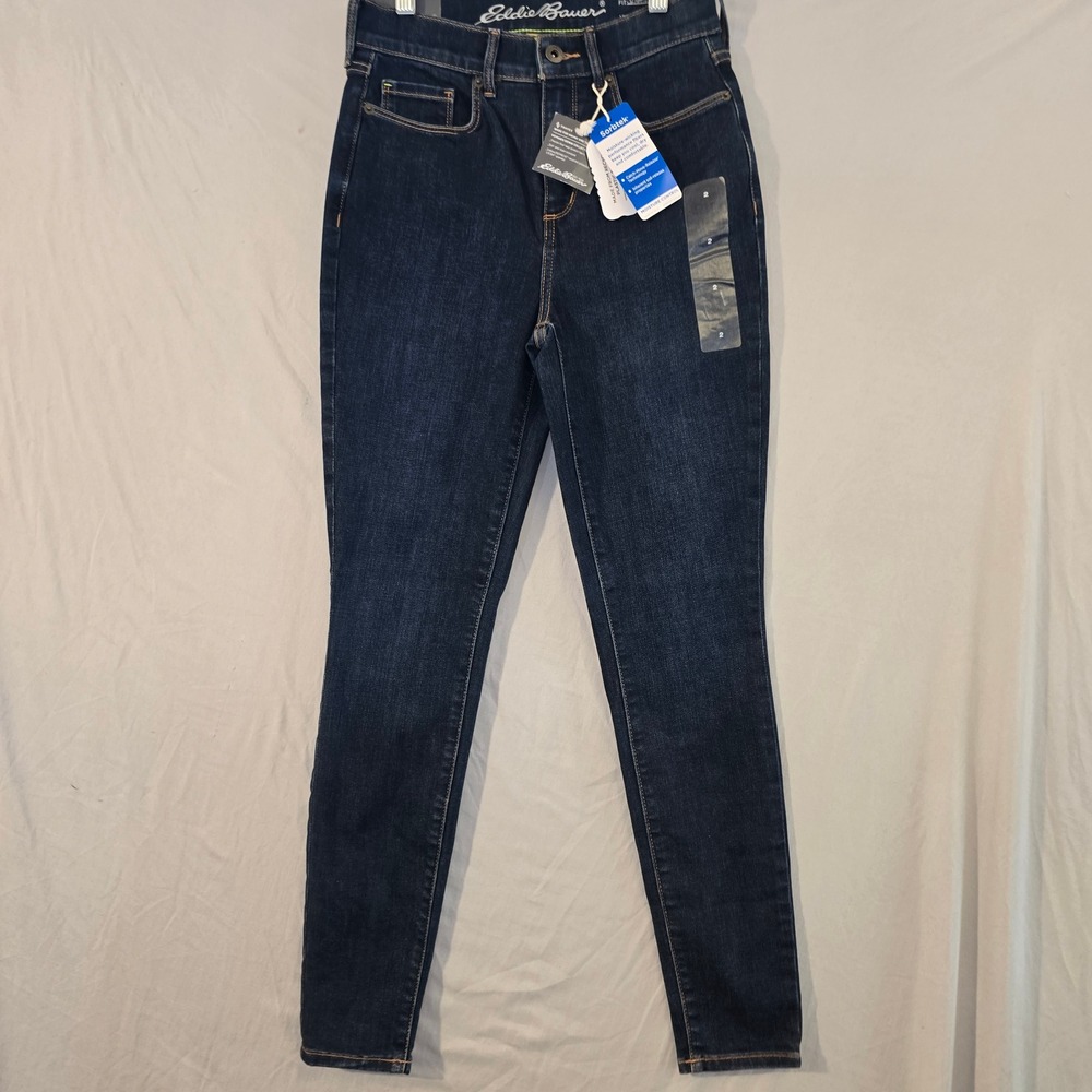 Eddie Bauer Voyager Denim Jeans 2 Womens Blue Travex High Rise Skinny Sorbtek